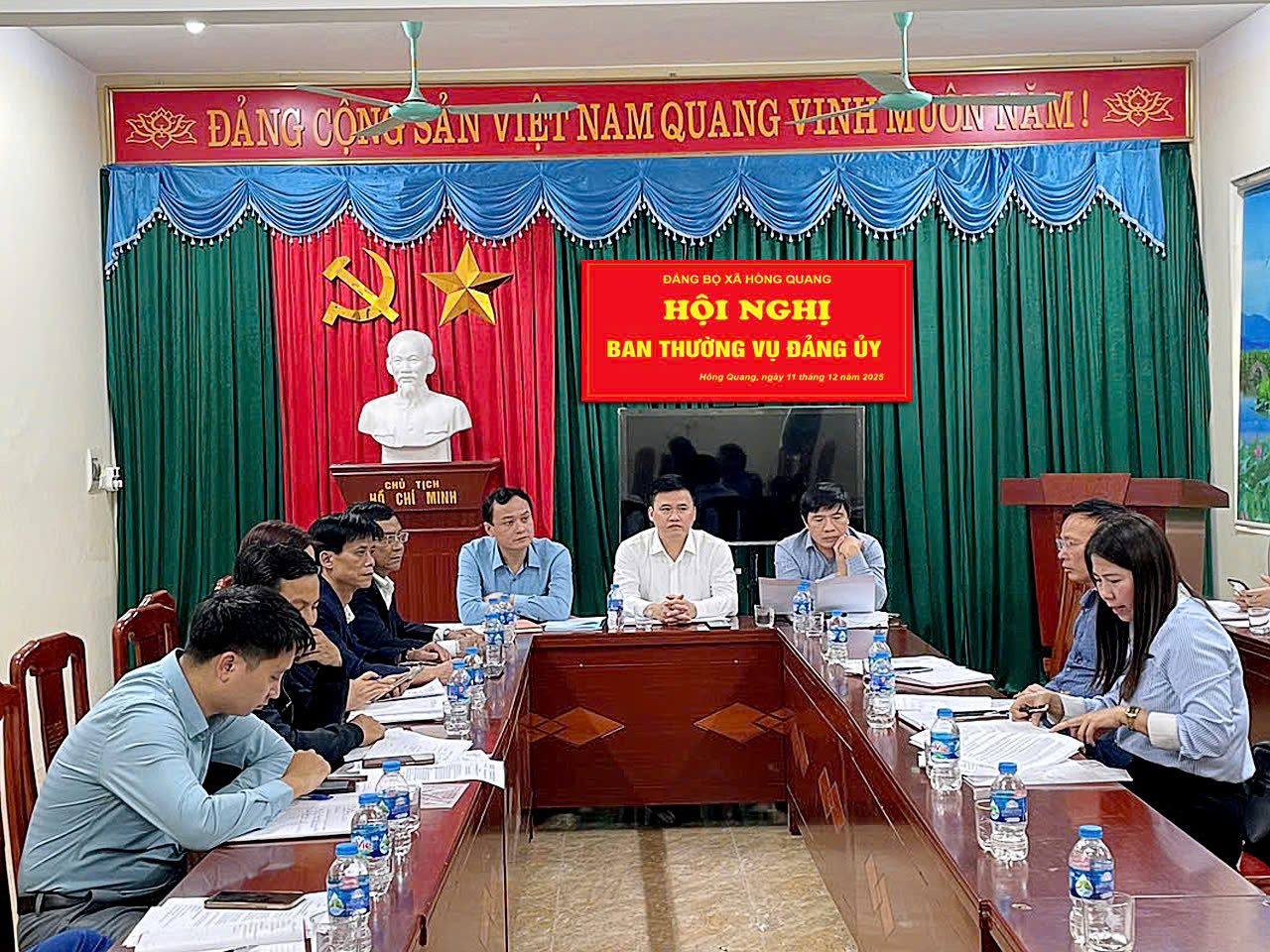 HỘI NGHỊ BAN THƯỜNG VỤ ĐẢNG ỦY VÀ BAN CHẤP HÀNH ĐẢNG BỘ XÃ HỒNG QUANG  LẦN THỨ 7  CHO Ý KIẾN CHỈ ĐẠO CÁC NỘI DUNG QUAN TRỌNG